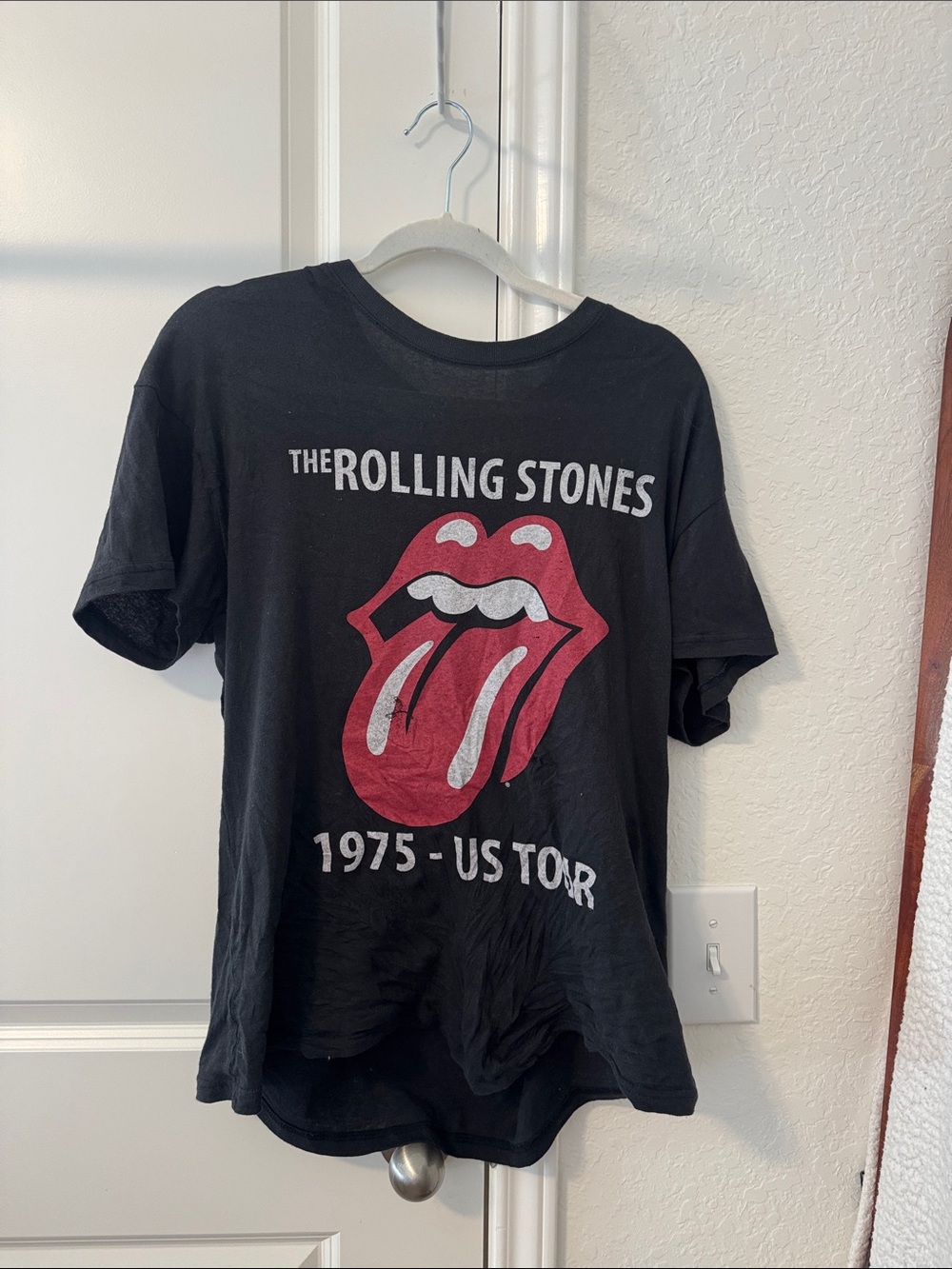 The Rolling Stones Black Kids Tee with Red Tongue Graphic